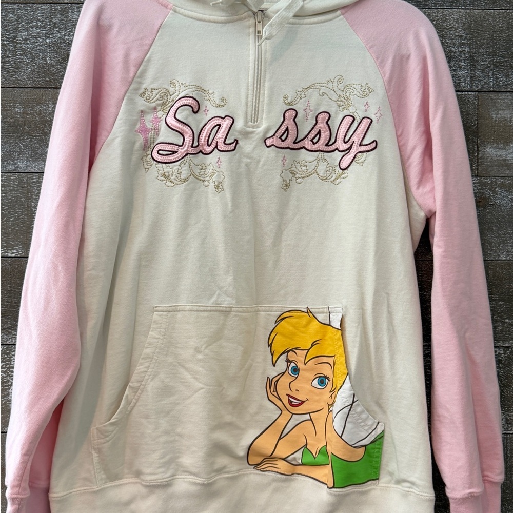 Disney Pink and Cream Tinker Bell Hoodie, Plus Size, Vintage.